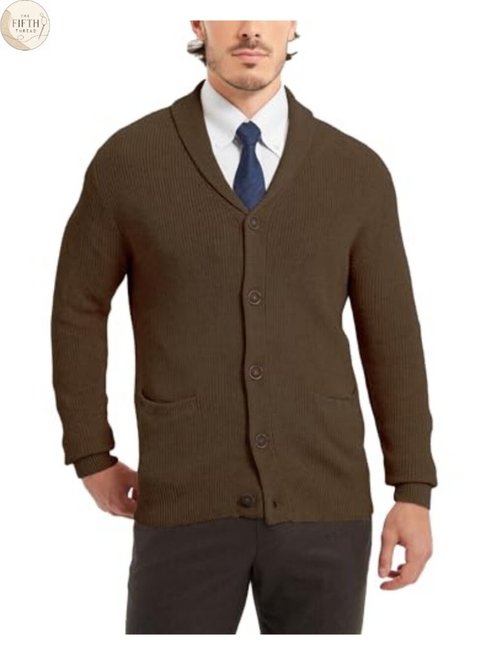Men's Wool Blend Shawl Collar Button Cardigan Sweater with Pockets